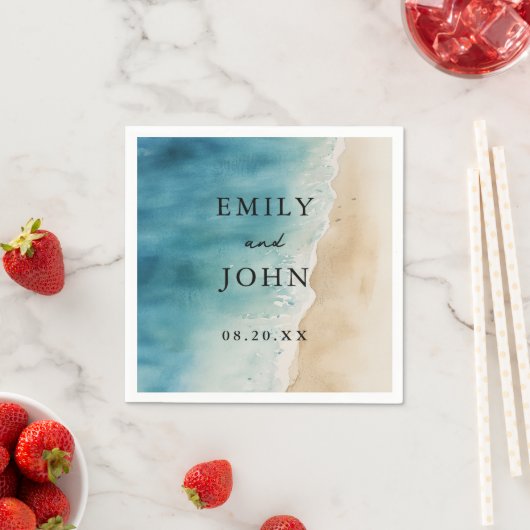 Hochzeitsfeier am Blue Ocean Sand Beach Serviette (Beispiel)