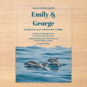 Hochzeitsfeier am Blue Playful Dolphins Beach Acryleinladungen (Vorderseite)