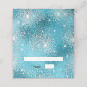 Hochzeitsfeier am Blue Sea Glitzer Platzkarte (Außenseite Aufgefaltet)