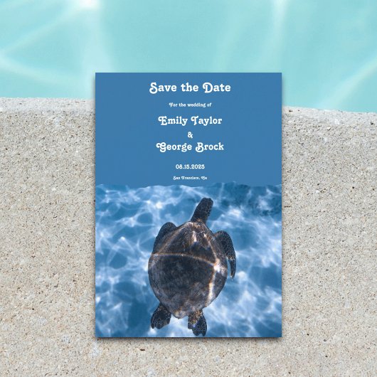 Hochzeitsfeier am Blue Underwater Aquatic Turtle B Save The Date