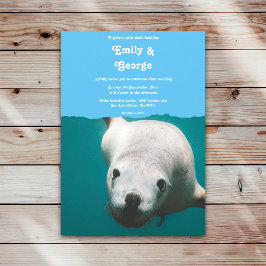 Hochzeitsfeier am Blue Underwater Sea Lion Beach Einladung