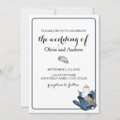 Hochzeitsfeier am blühenden Küstenstrand Einladung (Vorderseite)