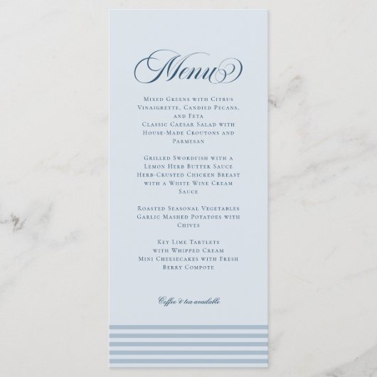 Hochzeitsfeier am Meer Menükarte (Vorderseite)
