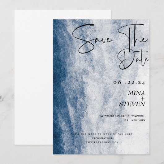 Hochzeitsfeier am Meer Save The Date (Vorne/Hinten)