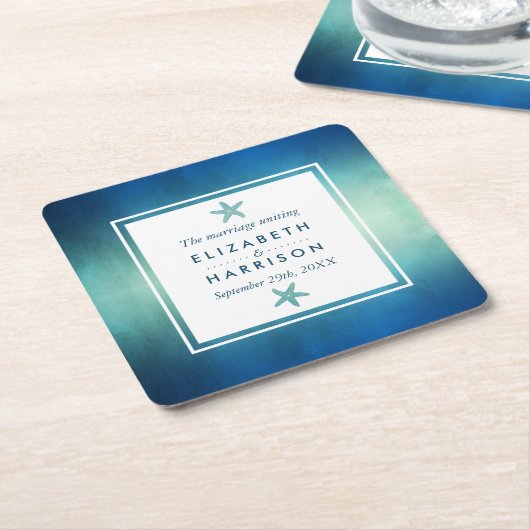 Hochzeitsfeier am Meeresfrüchtestrand Rechteckiger Pappuntersetzer (angewinkelt)