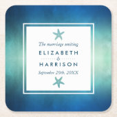 Hochzeitsfeier am Meeresfrüchtestrand Rechteckiger Pappuntersetzer (Vorderseite)