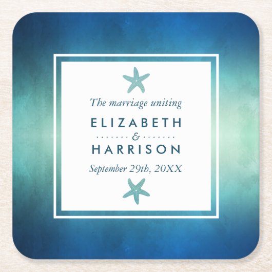 Hochzeitsfeier am Meeresfrüchtestrand Rechteckiger Pappuntersetzer (Vorderseite)