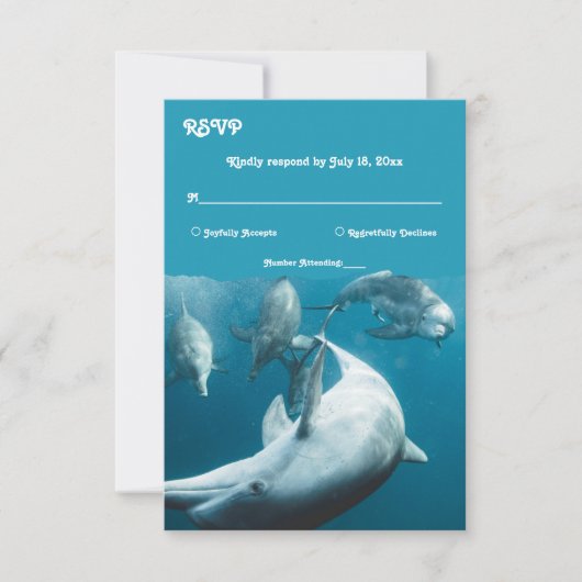 Hochzeitsfeier am Meeresstrand von Navy Underwater RSVP Karte (Vorderseite)