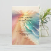 Hochzeitsfeier am rosa Meer Einladung (Stehend Vorderseite)