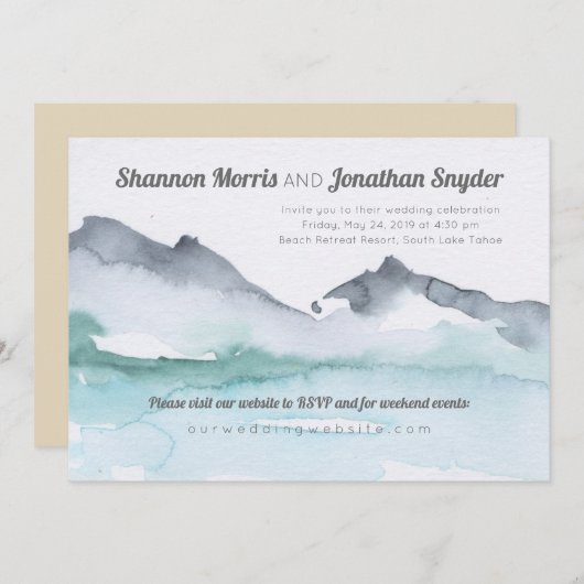 Hochzeitsfeier am Seeufer Einladung (Vorne/Hinten)