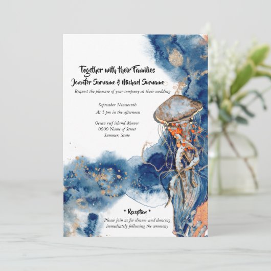 Hochzeitsfeier am Strand Einladung (Stehend Vorderseite)