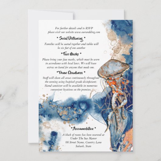 Hochzeitsfeier am Strand Einladung (Rückseite)