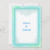 Hochzeitsfeier am Strand mit Meerwasser-Minze und  Einladung (Rückseite)