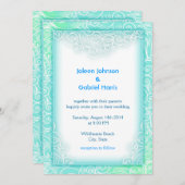 Hochzeitsfeier am Strand mit Meerwasser-Minze und Einladung (Vorne/Hinten)