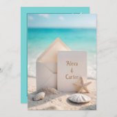 Hochzeitsfeier am Strand mit Starfish Einladung (Vorne/Hinten)