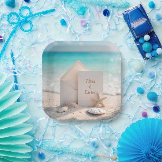 Hochzeitsfeier am Strand mit Starfish Pappteller (Party)