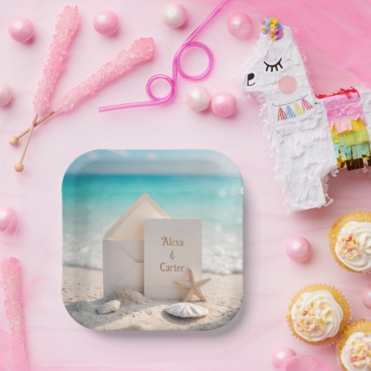 Hochzeitsfeier am Strand mit Starfish Pappteller (Party)