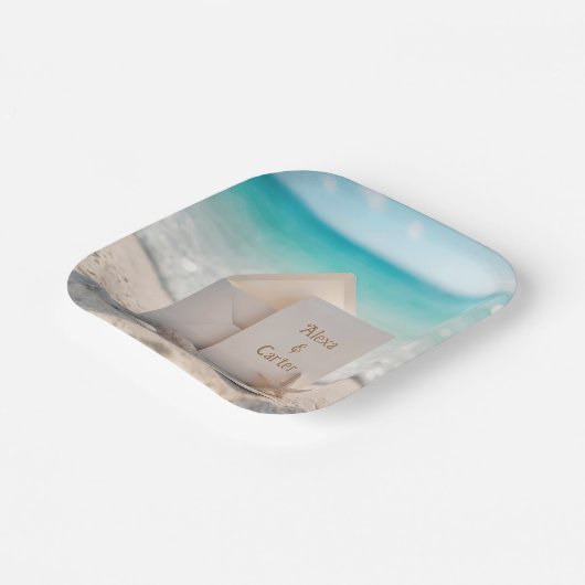 Hochzeitsfeier am Strand mit Starfish Pappteller (Gewinkelt)