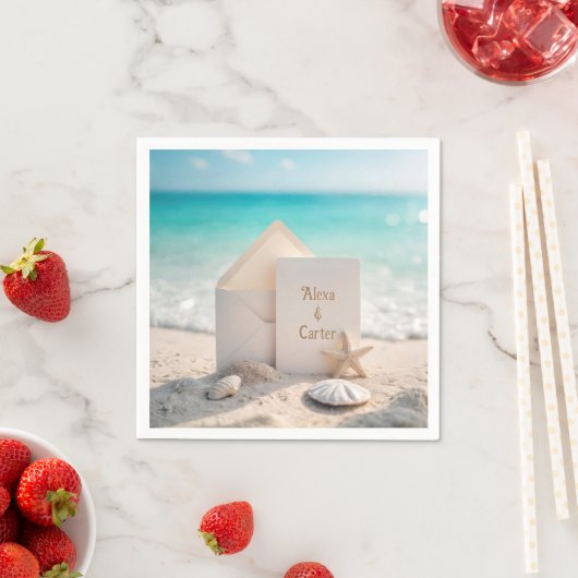 Hochzeitsfeier am Strand mit Starfish Serviette (Beispiel)