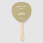 Hochzeitsfeier am Strand von Beige Palmen Fächer (Rückseite)