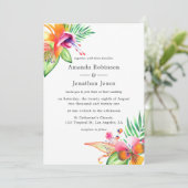 Hochzeitsfeier am tropischen Strand von Watercolor Einladung (Stehend Vorderseite)