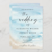 Hochzeitsfeier am Ufer des Ozeans Einladung (Vorne/Hinten)