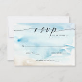 Hochzeitsfeier am Ufer des Ozeans RSVP Karte (Vorderseite)