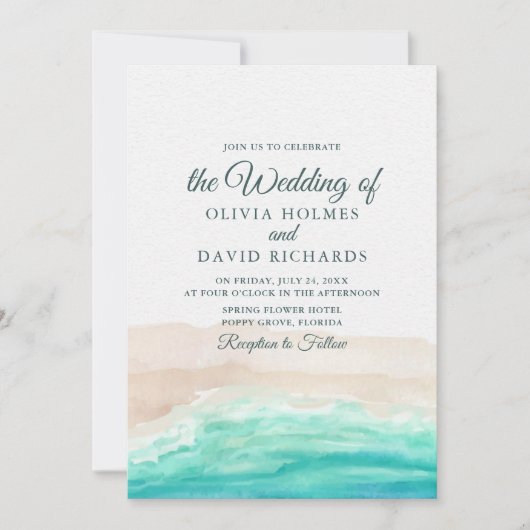 Hochzeitsfeier am Ufer Einladung (Vorderseite)