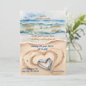 Hochzeitsfeier am Ufer Einladung (Stehend Vorderseite)