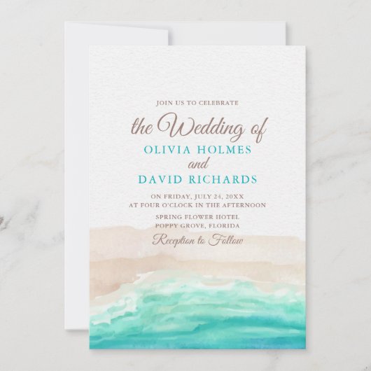 Hochzeitsfeier am Ufer Einladung (Vorderseite)