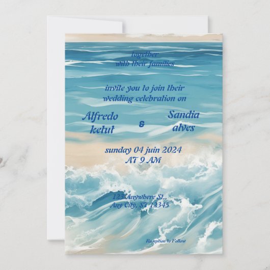 Hochzeitsfeier am Ufer Einladung (Vorderseite)