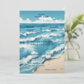 Hochzeitsfeier am Ufer Einladung (Stehend Vorderseite)