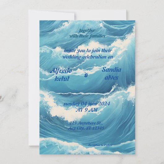 Hochzeitsfeier am Ufer Einladung (Vorderseite)