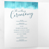 Hochzeitsfeier aquamarine abstrakte Kunst Dreifach-gefaltete Programmkarte (Innen Erste Seite)