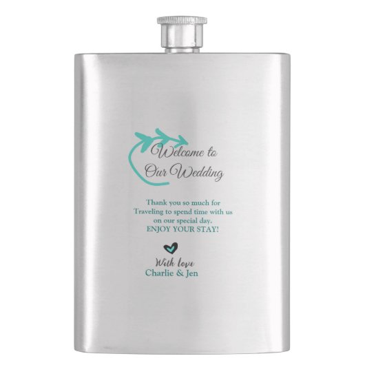 Hochzeitsfeier Begrüßungsreise Flachmann (Vorderseite)