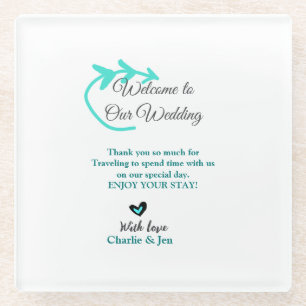 Hochzeitsfeier Begrüßungsreise Glasuntersetzer