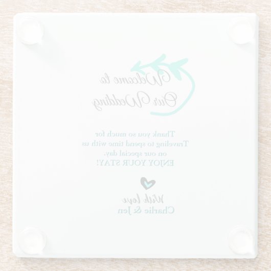 Hochzeitsfeier Begrüßungsreise Glasuntersetzer (Rückseite)