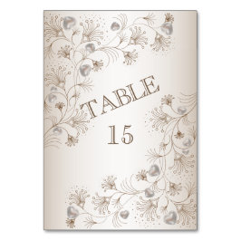 Hochzeitsfeier Beige Florales Herz Beige Elegant Tischnummer