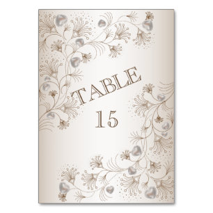 Hochzeitsfeier Beige Florales Herz Beige Elegant Tischnummer