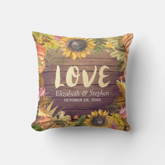 Hochzeitsfeier Blätter Pumpkin Sonnenblumenwald Kissen (Vorderseite)