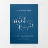 Hochzeitsfeier: Blau-Weiß-Programm Dreifach-gefaltete Programmkarte (Cover)