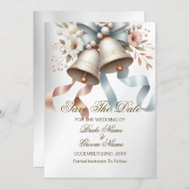 Hochzeitsfeier Blume Bells Pink Blue Ribbons Save The Date