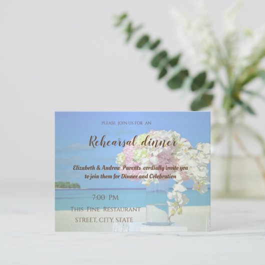 Hochzeitsfeier Blume Probe Dinner Einladung (Stehend Vorderseite)