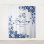 Hochzeitsfeier Blumenblauer Rustikaler Elegant Wandteppich (Vorderseite)