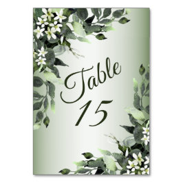 Hochzeitsfeier Blumengarten Eukalyptus-Blätter Tischnummer
