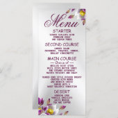 Hochzeitsfeier Blumenrosa Lila Silberfest Menükarte (Vorne/Hinten)