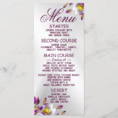 Hochzeitsfeier Blumenrosa Lila Silberfest Menükarte (Vorderseite)