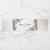 Hochzeitsfeier Bunte Blume Elegante Moderne Wasserflaschenetikett (Einzelnes Label)