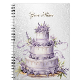 Hochzeitsfeier Cake Lavender Floral Elegant Notizblock