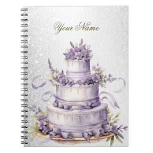Hochzeitsfeier Cake Lavender Floral Elegant Notizblock